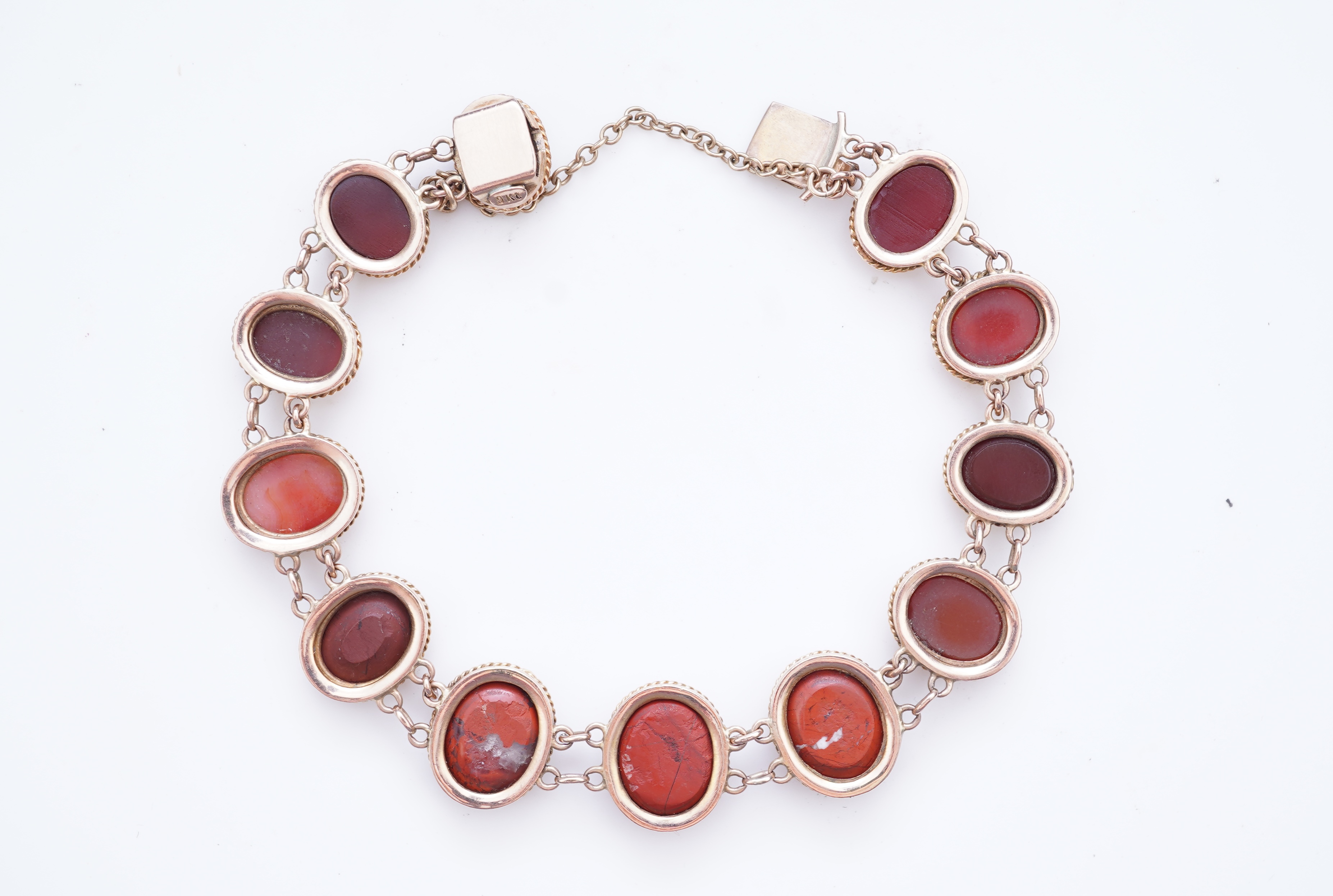 A carnelian and jasper intaglio bracelet, late 19th/early 20th century